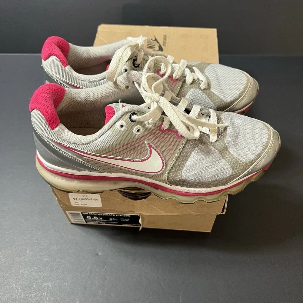 Nike Air Max Gray Pink 414308-001 Youth Kids Size 6.5Y Athletic Running Gym